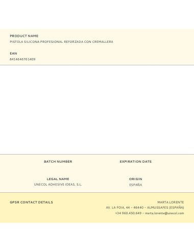 Pistola silicona profesional reforzada con cremallera