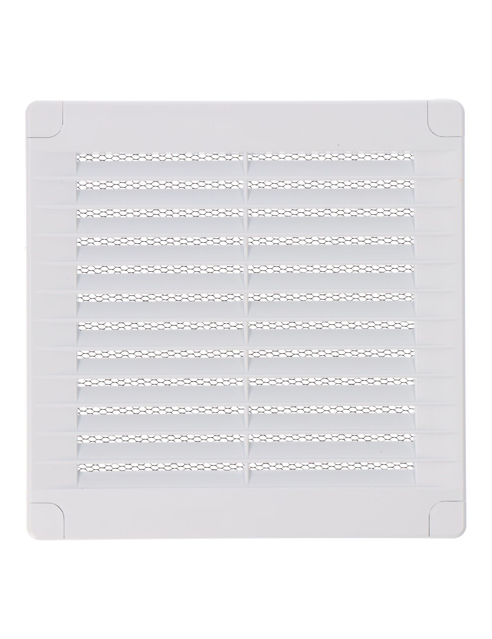 Rejilla ventilación cuadrada con tapones y mosquitera 150x150x7mm abs blanca