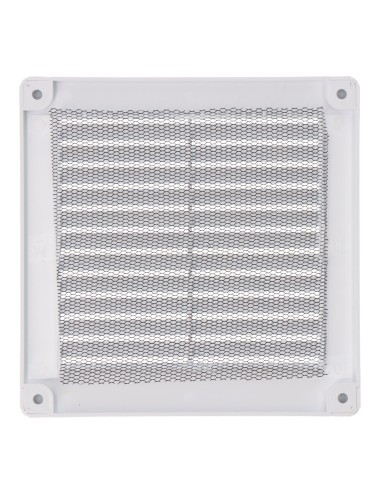 Rejilla ventilación cuadrada con tapones y mosquitera 150x150x7mm abs blanca