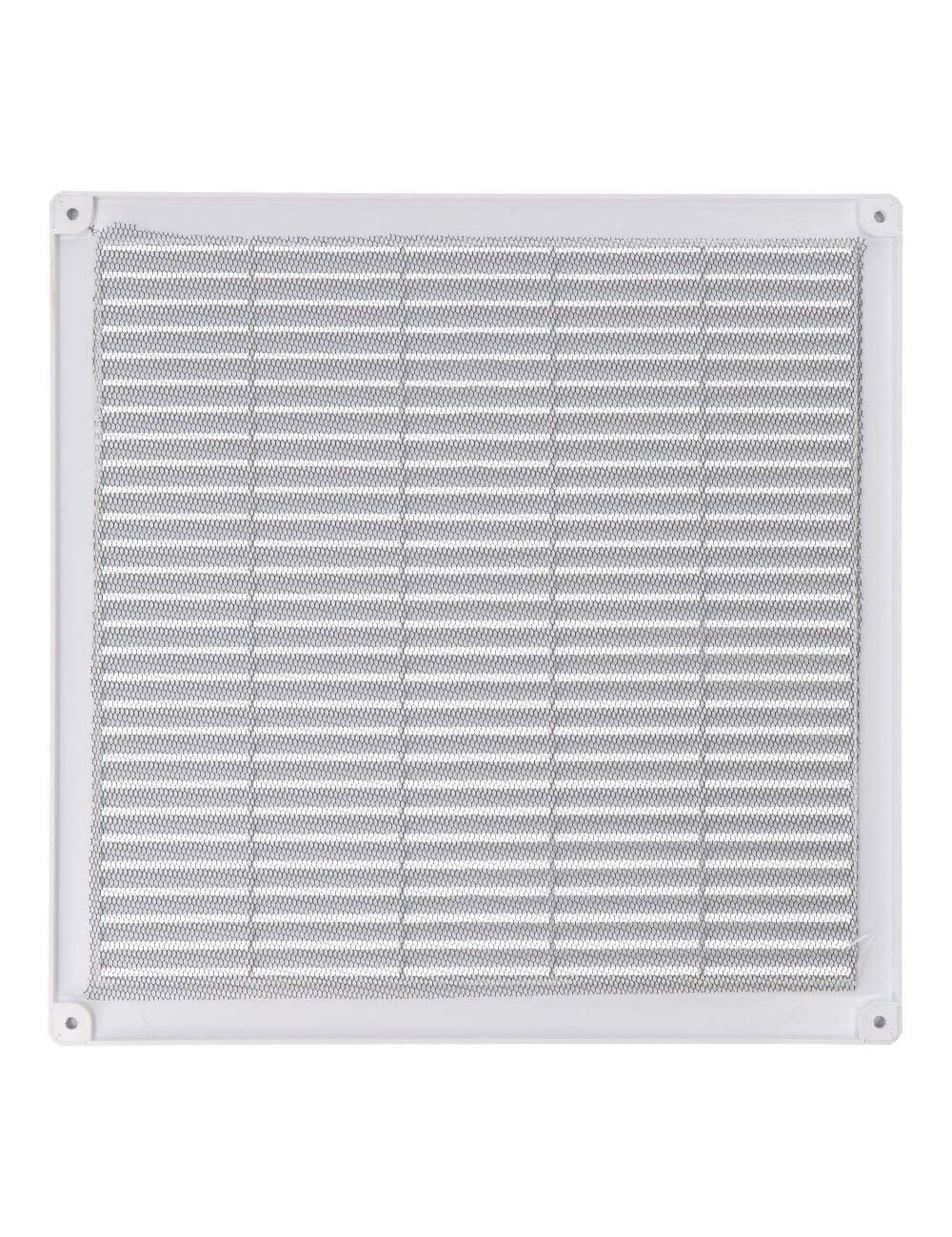 Rejilla ventilación cuadrada con tapones y mosquitera 300x300x7mm abs blanca