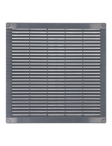 Rejilla ventilación cuadrada con tapones y mosquitera 300x300x7mm abs gris