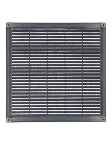 Rejilla ventilación cuadrada con tapones y mosquitera 300x300x7mm abs gris