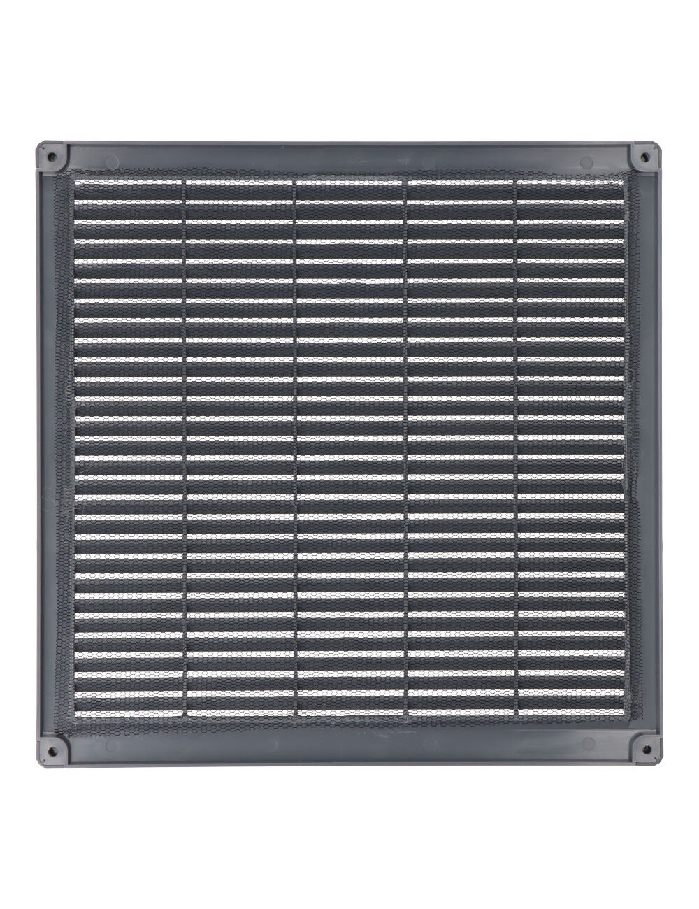Rejilla ventilación cuadrada con tapones y mosquitera 300x300x7mm abs gris