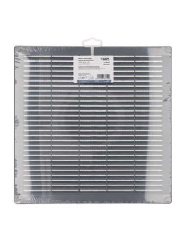 Rejilla ventilación cuadrada con tapones y mosquitera 300x300x7mm abs gris