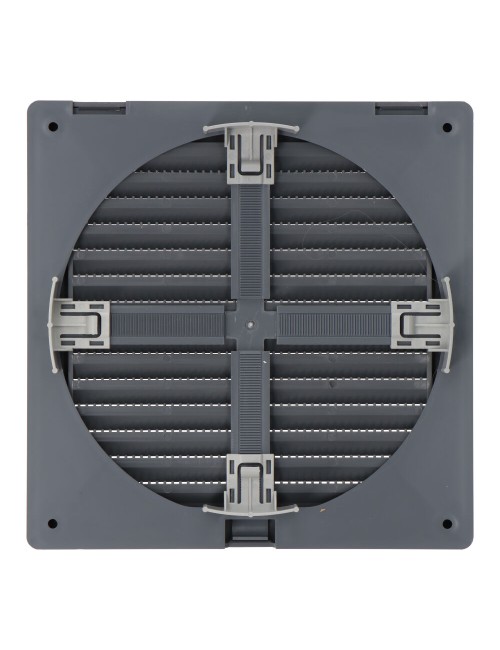 Rejilla ventilación cuadrada empotrable ajustable ø 80-150 con mosquitera 170x170x11,5mm abs gris