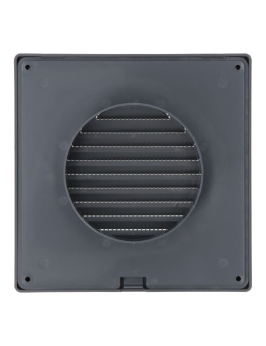 Rejilla ventilación cuadrada empotrable ø 100mm con mosquitera 170x170x11,5mm abs gris