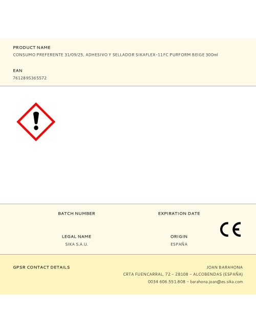 Adhesivo y sellador sikaflex-11fc purform beige 300ml