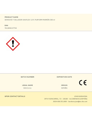 Adhesivo y sellador sikaflex-11fc purform marrón 300 ml