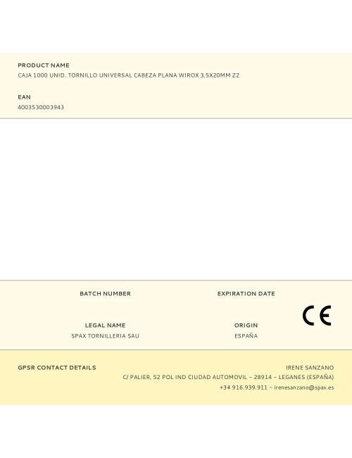 Caja 1000 unid. tornillo universal cabeza plana wirox 3,5x20mm z2