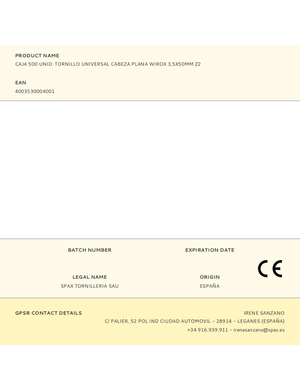 Caja 500 unid. tornillo universal cabeza plana wirox 3,5x50mm z2