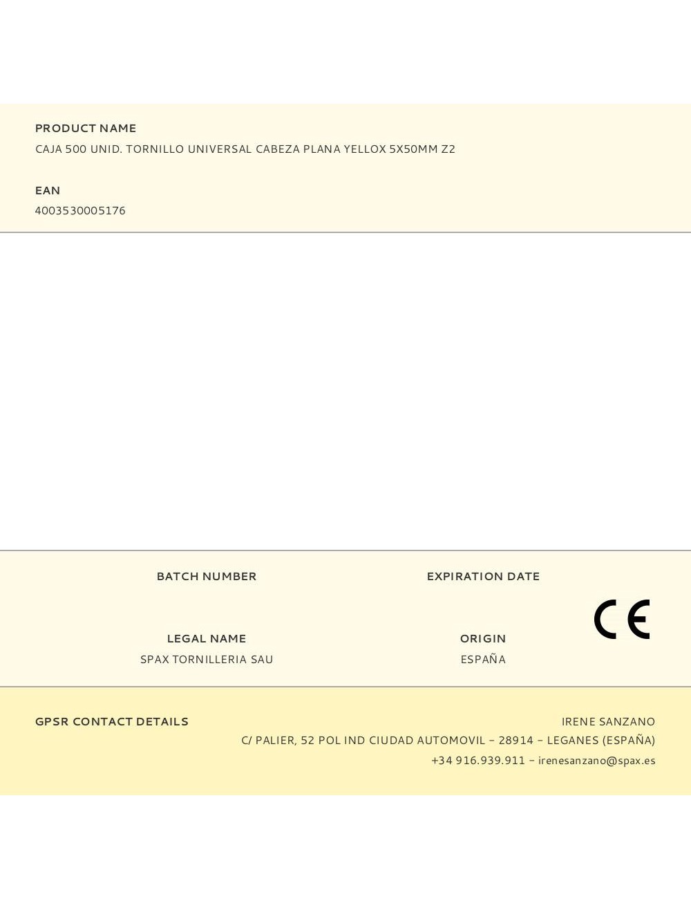 Caja 500 unid. tornillo universal cabeza plana yellox 5x50mm z2