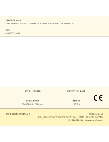 Caja 100 unid. tornillo universal cabeza plana wirox 6x100mm t30