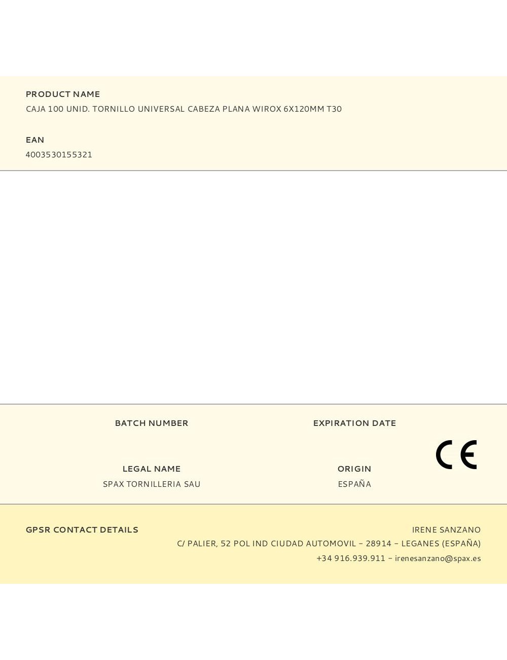 Caja 100 unid. tornillo universal cabeza plana wirox 6x120mm t30
