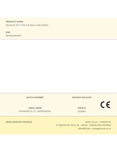 Enchufe 2p+t tipo f blanco con marco