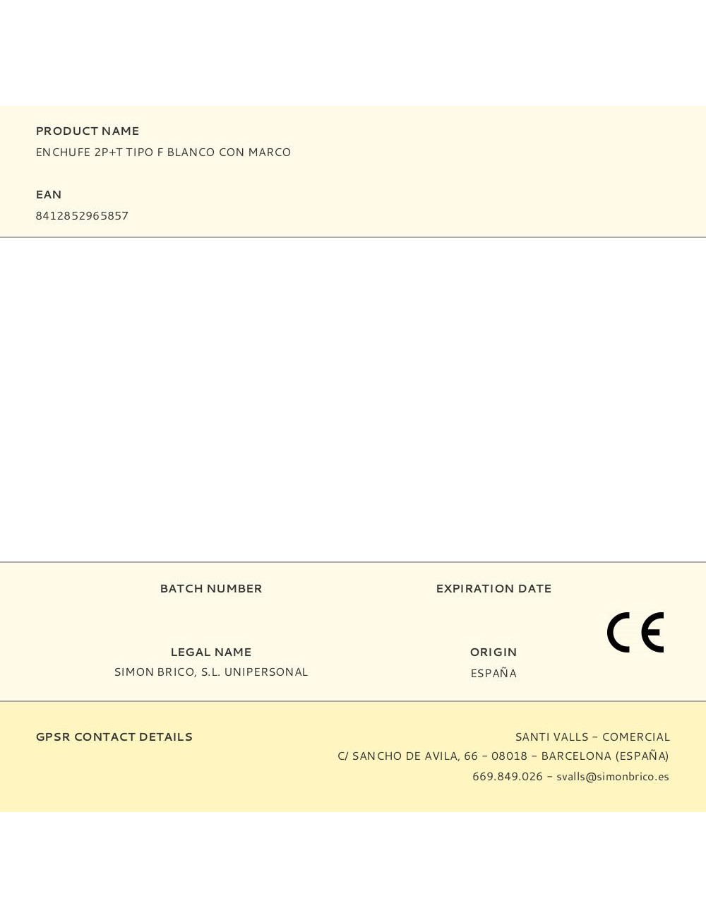 Enchufe 2p+t tipo f blanco con marco