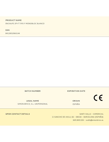 Enchufe 2p+t tipo f monobloc blanco