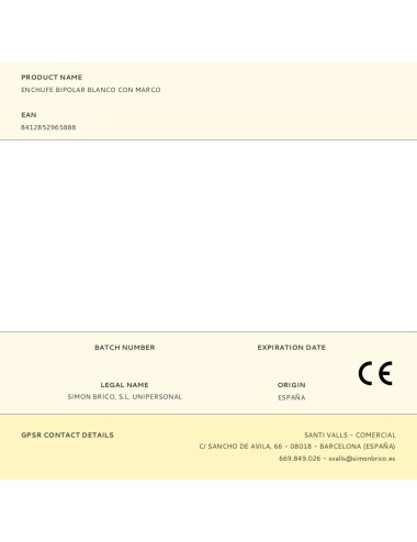 Enchufe bipolar blanco con marco