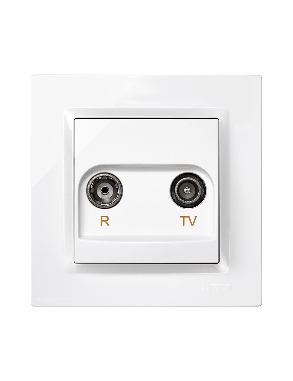 Toma televisión intermedia blanco