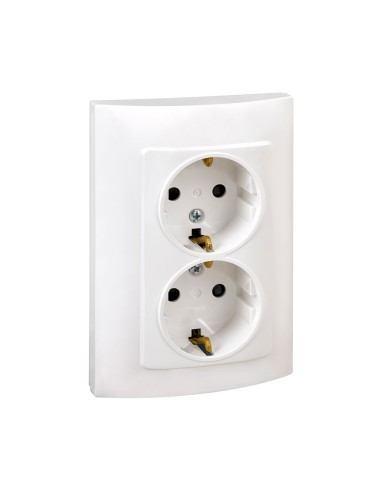 Doble base enchufe con tt blanco con marco