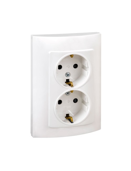 Doble base enchufe con tt blanco con marco