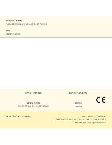 Pulsador persianas blanco con marco