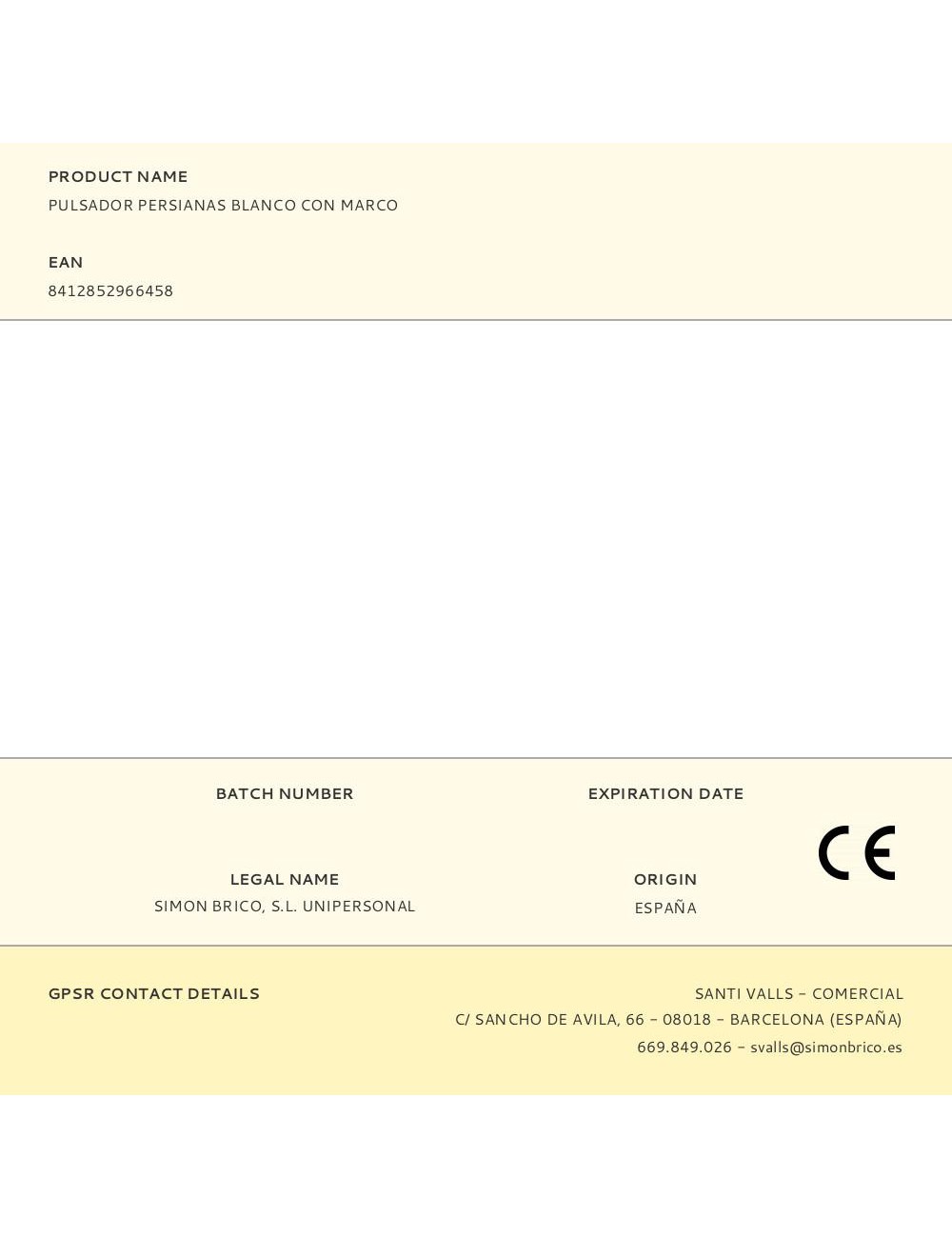 Pulsador persianas blanco con marco