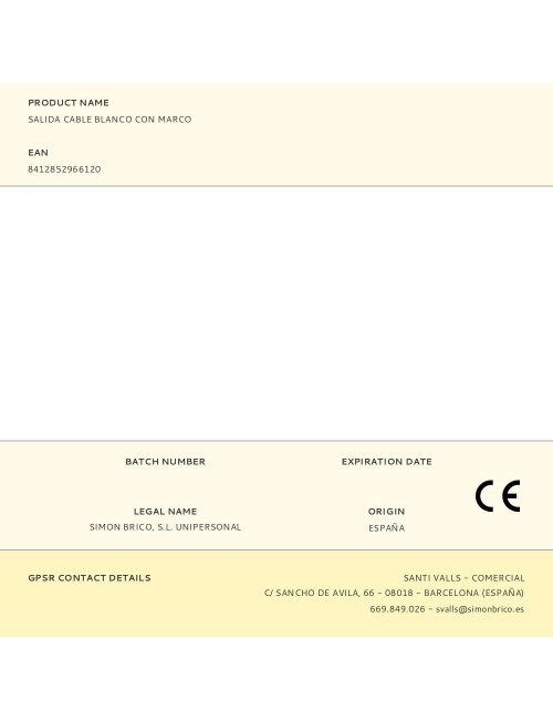 Salida cable blanco con marco