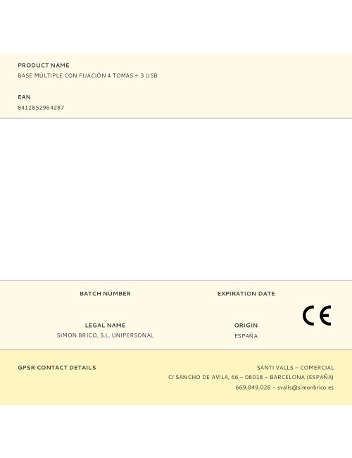 Base múltiple con fijación 4 tomas + 3 usb