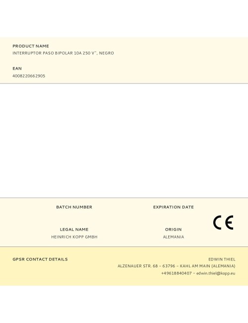 Interruptor paso bipolar 10a 250 v~, negro