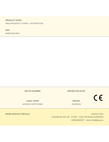 Base múltiple 3 tomas duoversal con interruptor, 1,4 m cable h05vv-f 3g1,5 mm, 16a 250v~, blanca