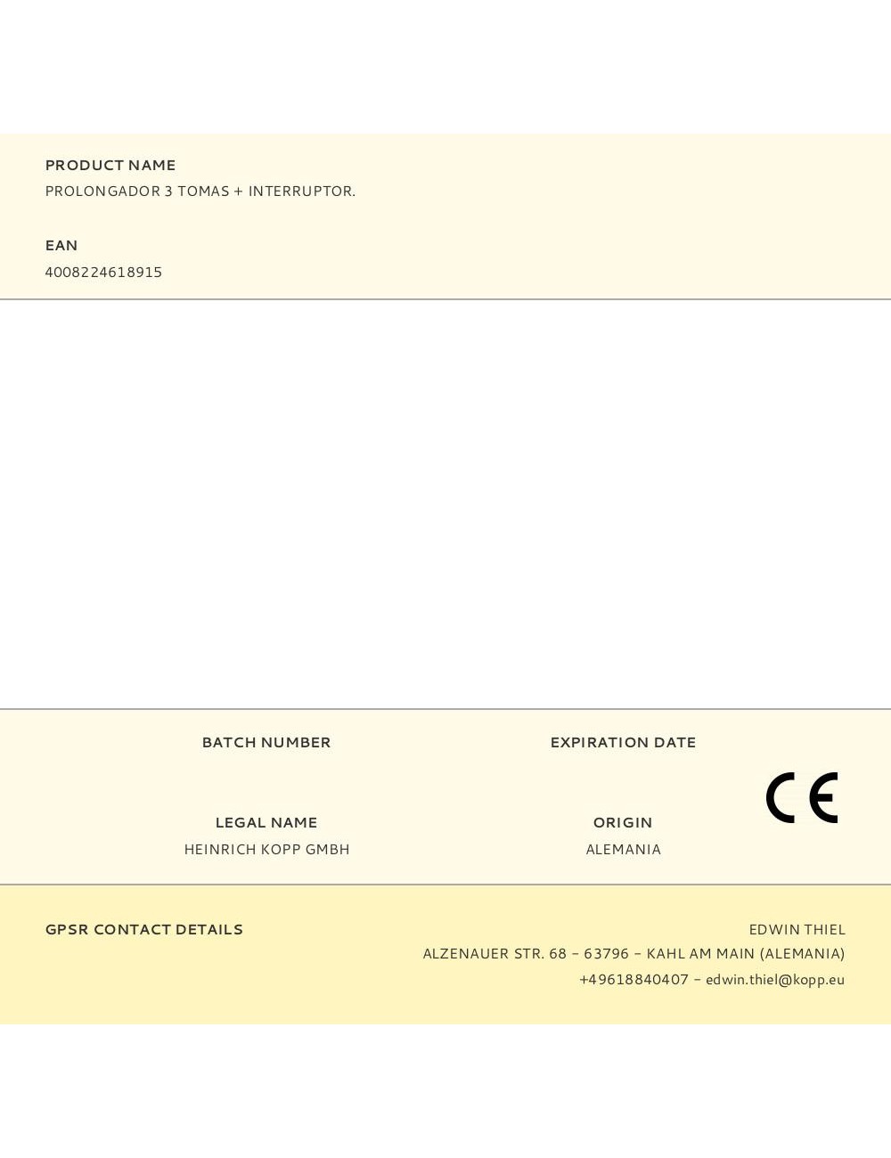 Base múltiple 3 tomas duoversal con interruptor, 1,4 m cable h05vv-f 3g1,5 mm, 16a 250v~, blanca
