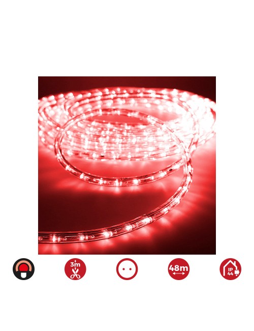 Tubo flexiled 2 vias multifuncion 48 m 36 leds/m iip44 rojo
