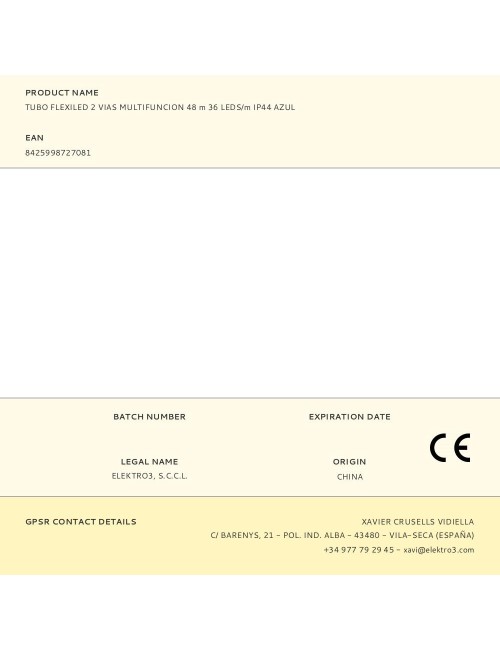 Tubo flexiled 2 vias multifuncion 48 m 36 leds/m ip44 azul