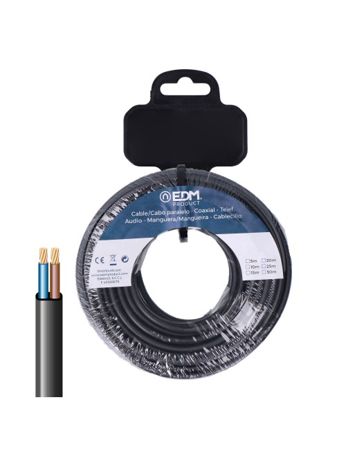 Carrete manguera plana h03vv-f 2 x 0,75 mm negra, 10 m