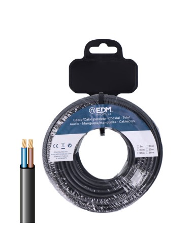 Carrete manguera plana h03vv-f 2 x 0,75 mm negra, 15 m