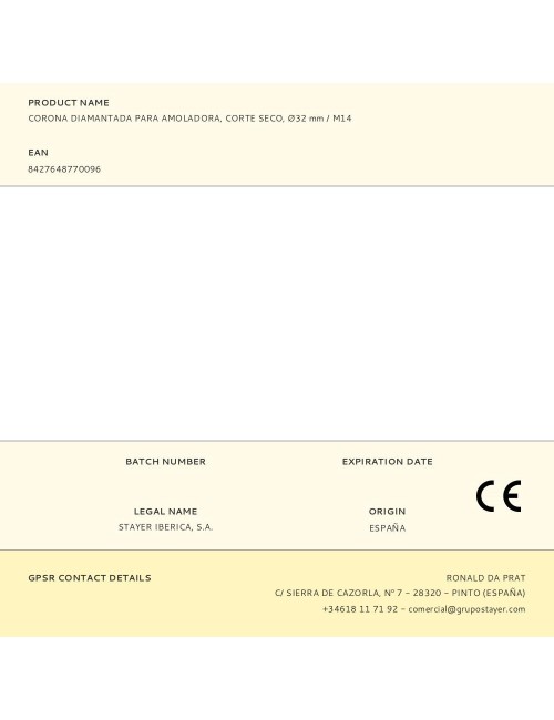 Corona diamantada para amoladora, corte seco, ø32 mm / m14