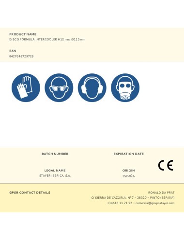 Disco fórmula intercooler h12 mm, ø115 mm