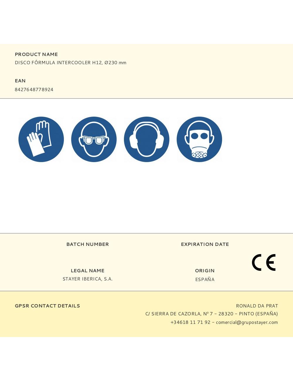 Disco fórmula intercooler h12, ø230 mm