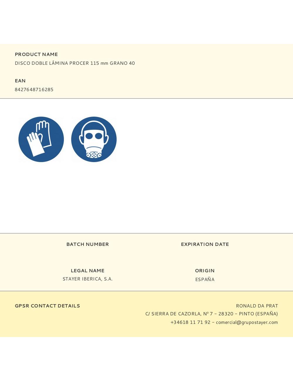 Disco doble lámina procer 115 mm grano 40