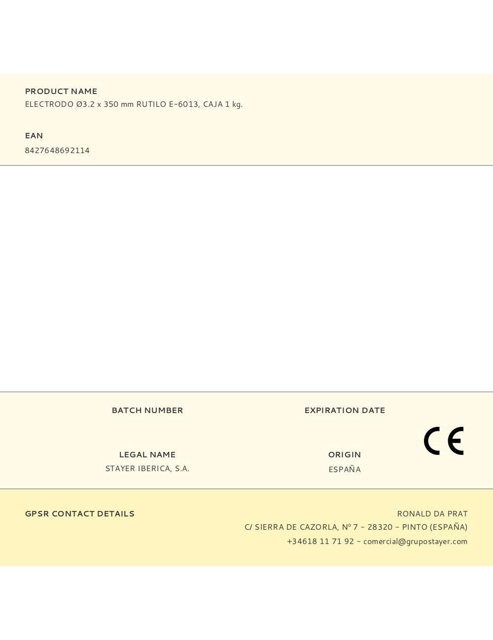 Electrodo ø3.2 x 350 mm rutilo e-6013, caja 1 kg.