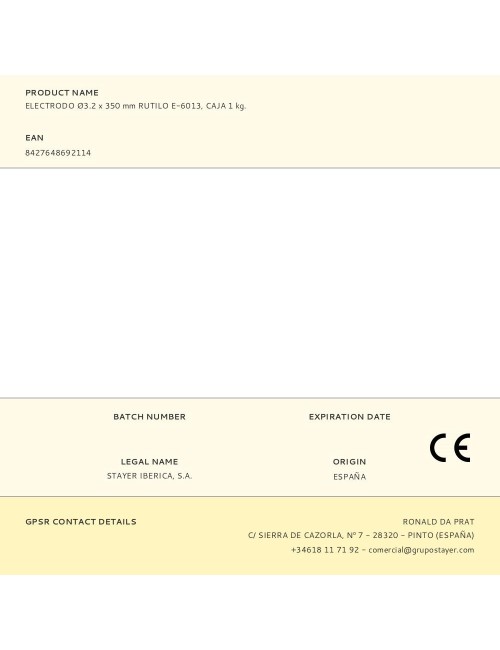 Electrodo ø3.2 x 350 mm rutilo e-6013, caja 1 kg.