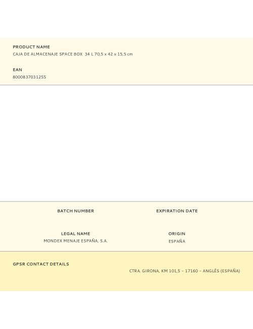 Caja de almacenaje space box 34 l 70,5 x 42 x 15,5 cm