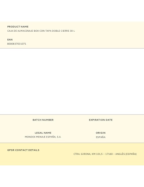 Caja de almacenaje box con tapa doble cierre 30 l