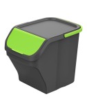 Cubo stack´n sort gris con tapa color verde 30 x 40 x 34 cm 25 l