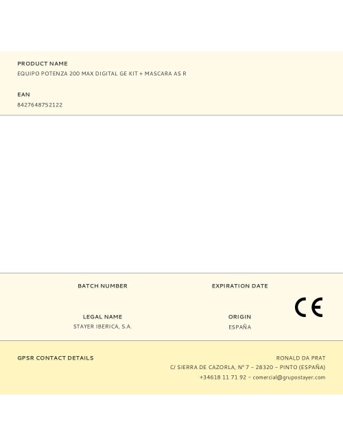Equipo potenza 200 max digital ge kit + mascara as r