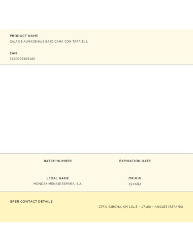 Caja de almacenaje bajo cama con tapa 31 l