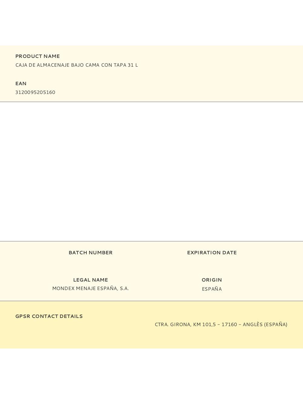 Caja de almacenaje bajo cama con tapa 31 l