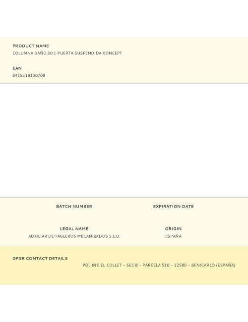 Columna baño 30 1 puerta suspendida koncept