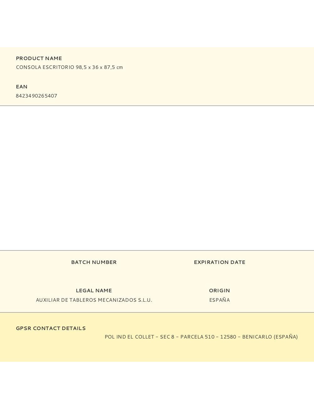 Consola escritorio 98,5 x 36 x 87,5 cm