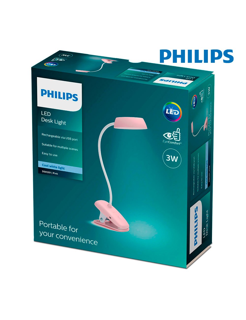 Flexo pinza led 3w 4.000k rosa